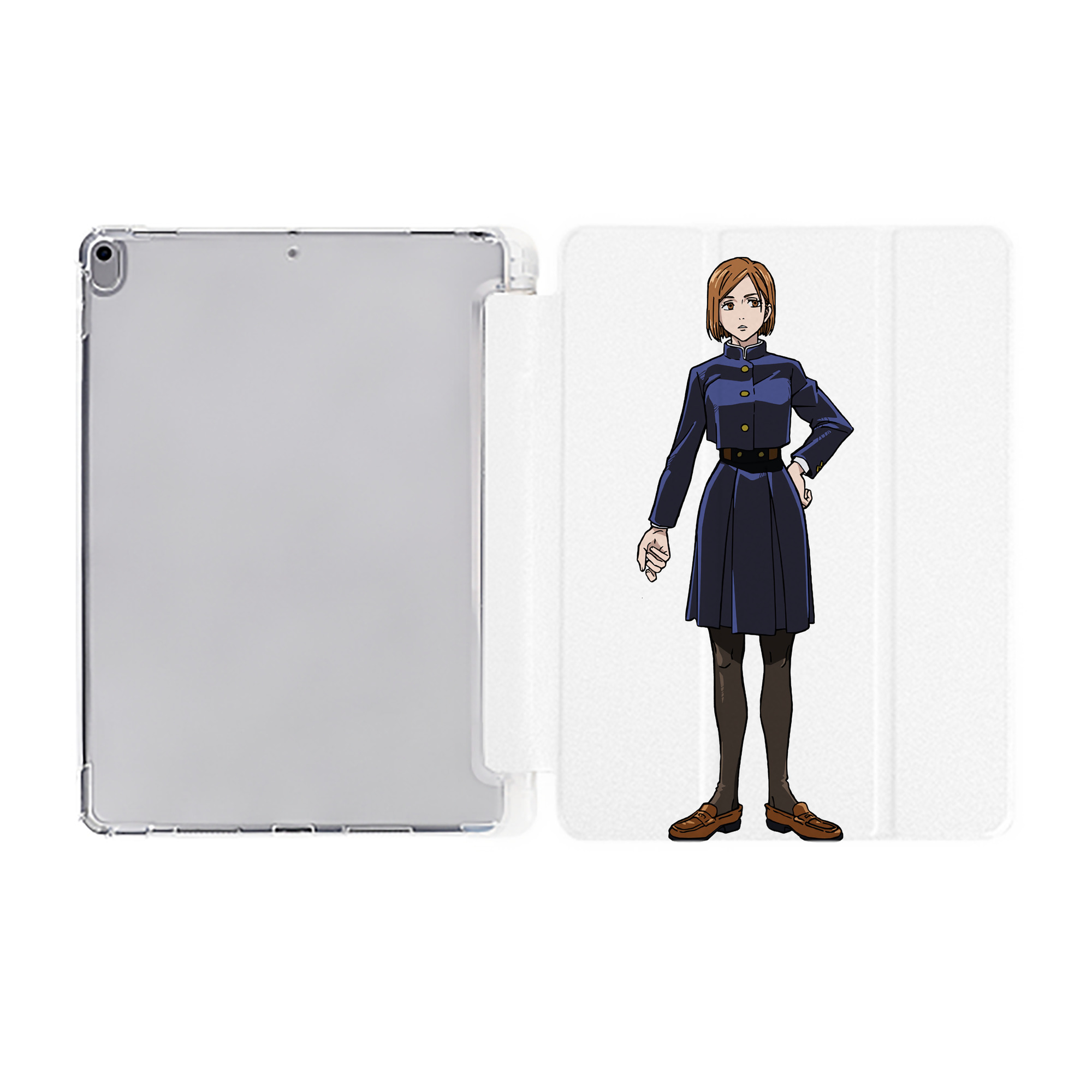 （画像用） 呪術廻戦 Jujutsu Kaisen IPad ケース ペン収納付き 三つ折りスタンド PUレザー×シリコン 対応機種9.5/10.5/10.9インチ